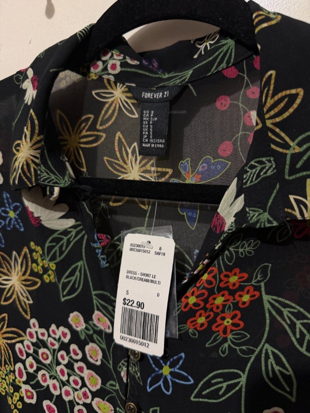 Forever 21 Floral Boho Chiffon Sheer Sleeve Dress New With Tags L - Picture 7 of 16